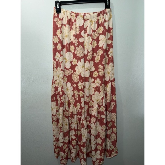 Ces Femme Floral Pants Red Beige Flowy Bohemian Cottagecore, Excellent Cond. - Picture 1 of 3